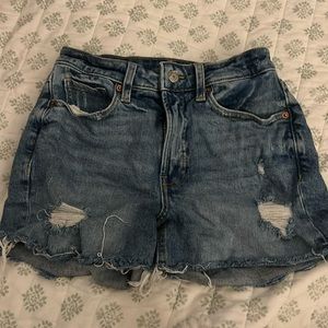 Medium denim, High Rise denim short, size 2, lightly worn.